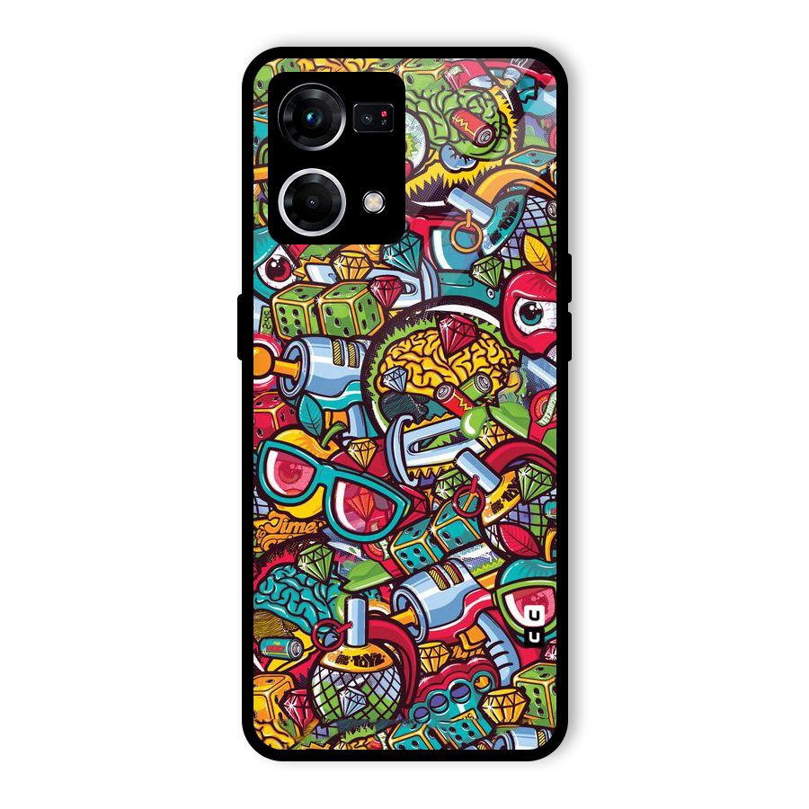 Retro Diamond Design Glass Back Case for Oppo F21 Pro 4G