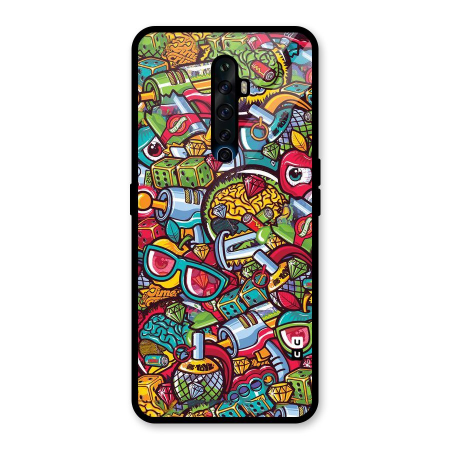 Retro Diamond Design Glass Back Case for Oppo Reno2 Z