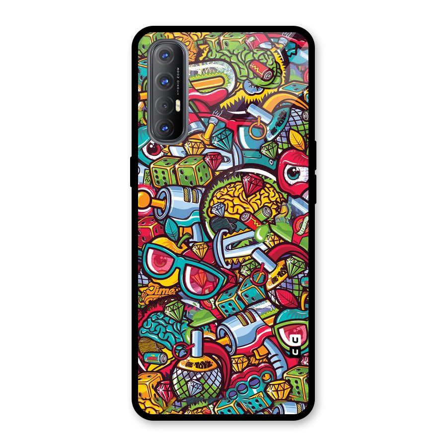 Retro Diamond Design Glass Back Case for Oppo Reno3 Pro