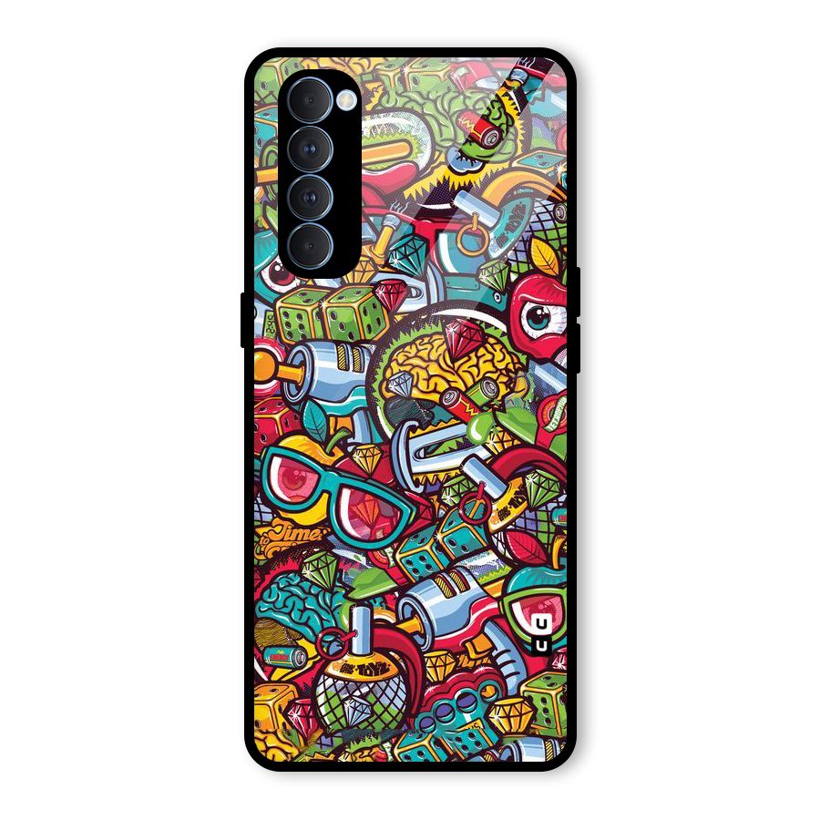 Retro Diamond Design Glass Back Case for Oppo Reno4 Pro