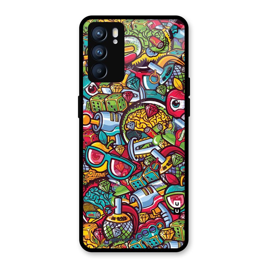 Retro Diamond Design Glass Back Case for Oppo Reno6 5G