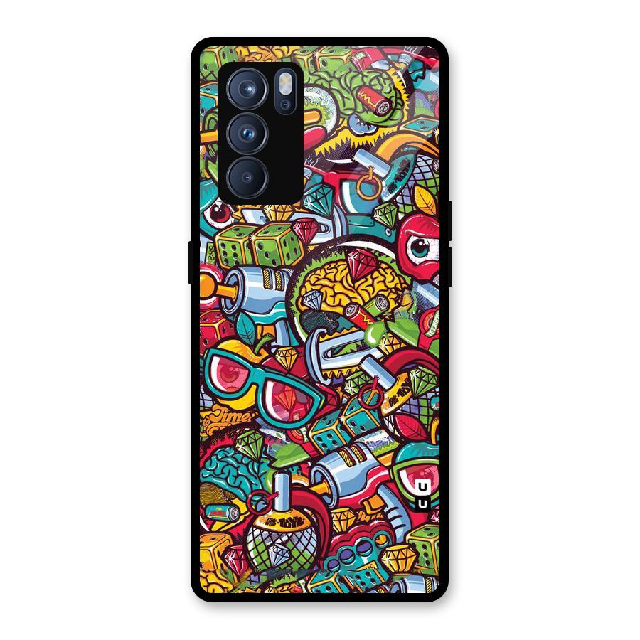 Retro Diamond Design Glass Back Case for Oppo Reno6 Pro 5G