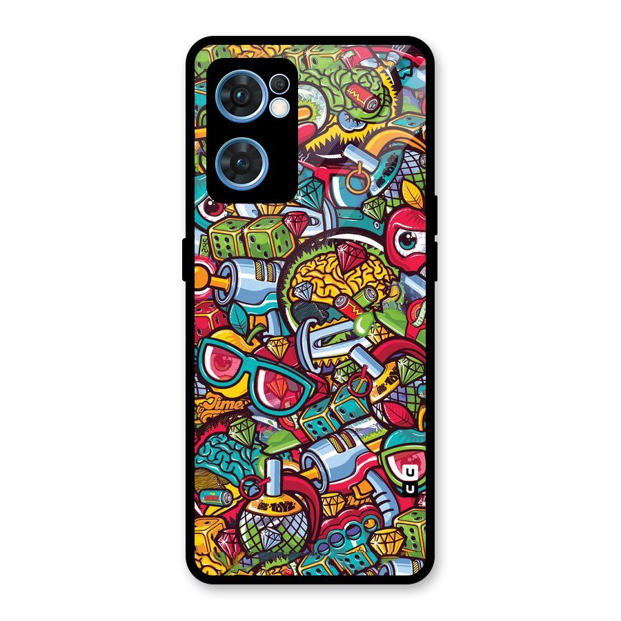 Retro Diamond Design Glass Back Case for Oppo Reno7 5G