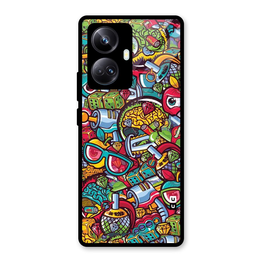 Retro Diamond Design Glass Back Case for Realme 10 Pro Plus