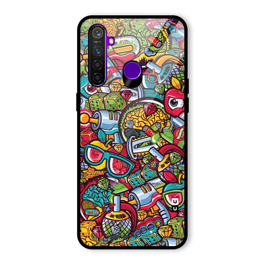 Retro Diamond Design Glass Back Case for Realme 5 Pro