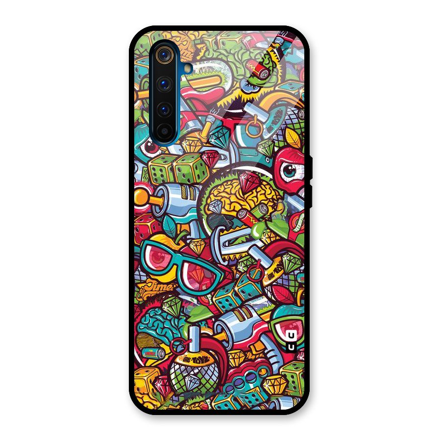 Retro Diamond Design Glass Back Case for Realme 6 Pro