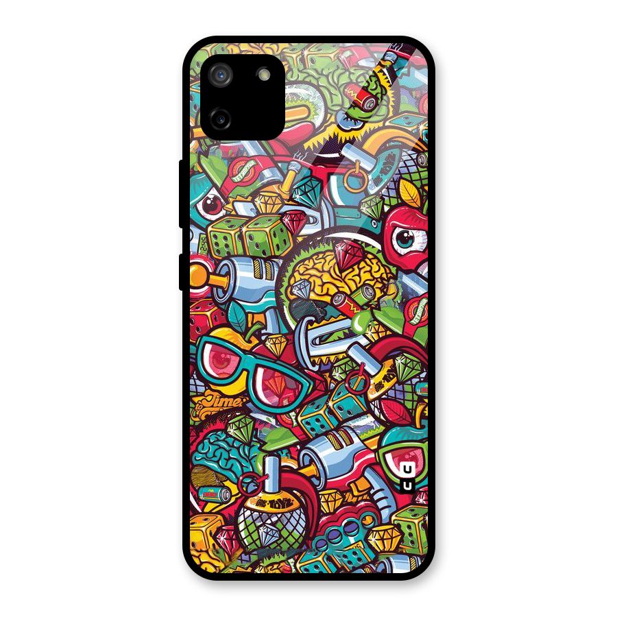 Retro Diamond Design Glass Back Case for Realme C11