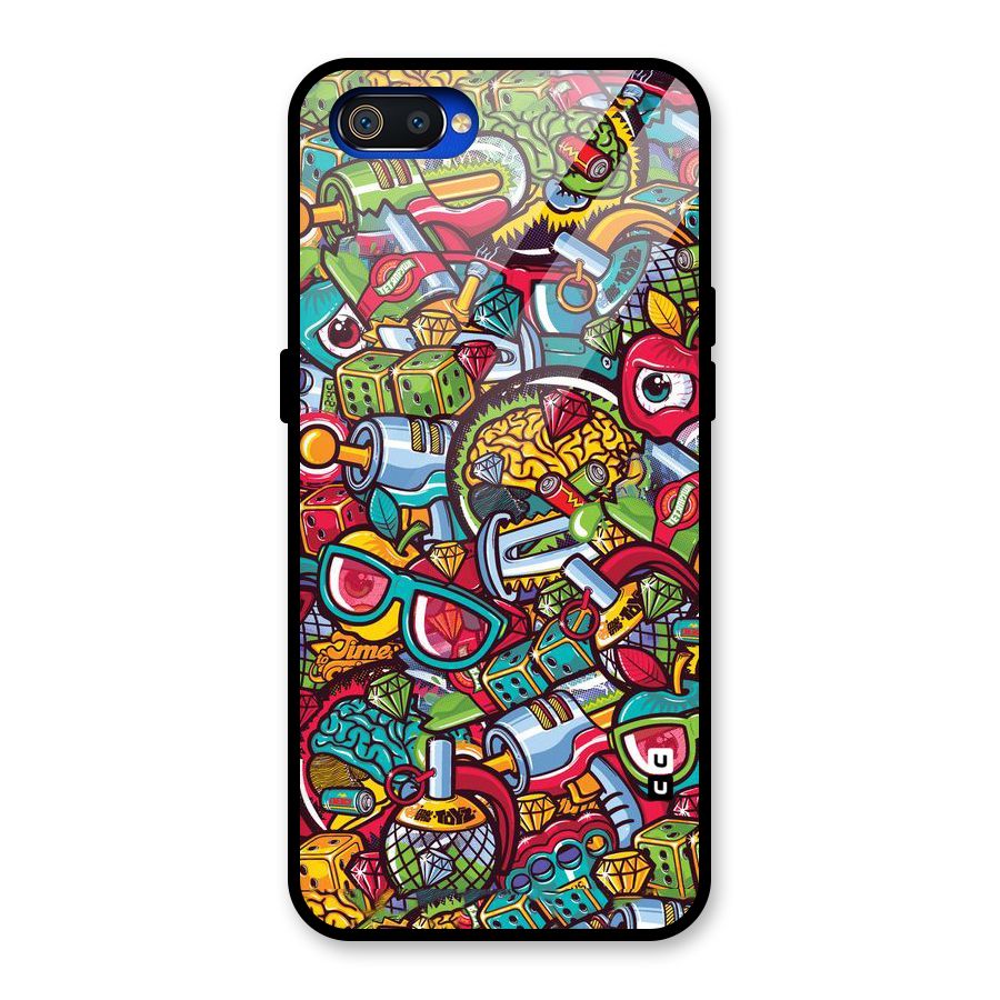 Retro Diamond Design Glass Back Case for Realme C2