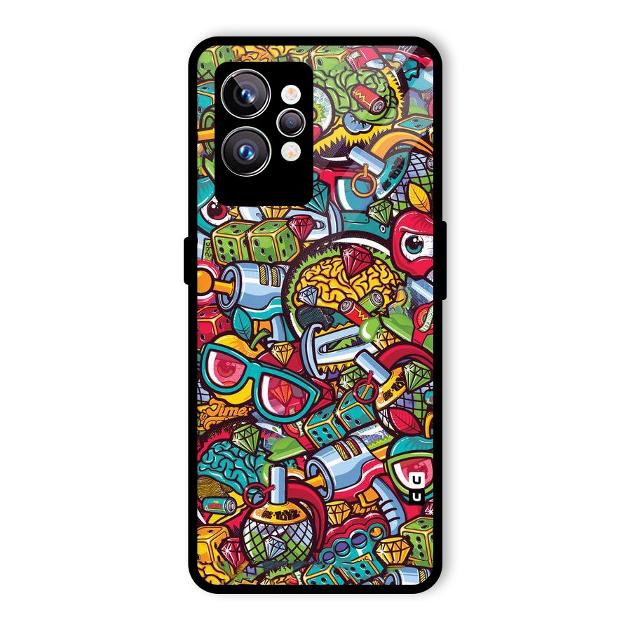 Retro Diamond Design Glass Back Case for Realme GT2 Pro
