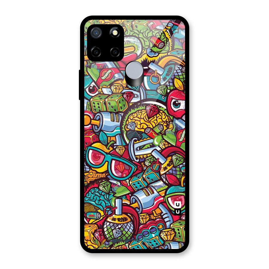 Retro Diamond Design Glass Back Case for Realme Narzo 20