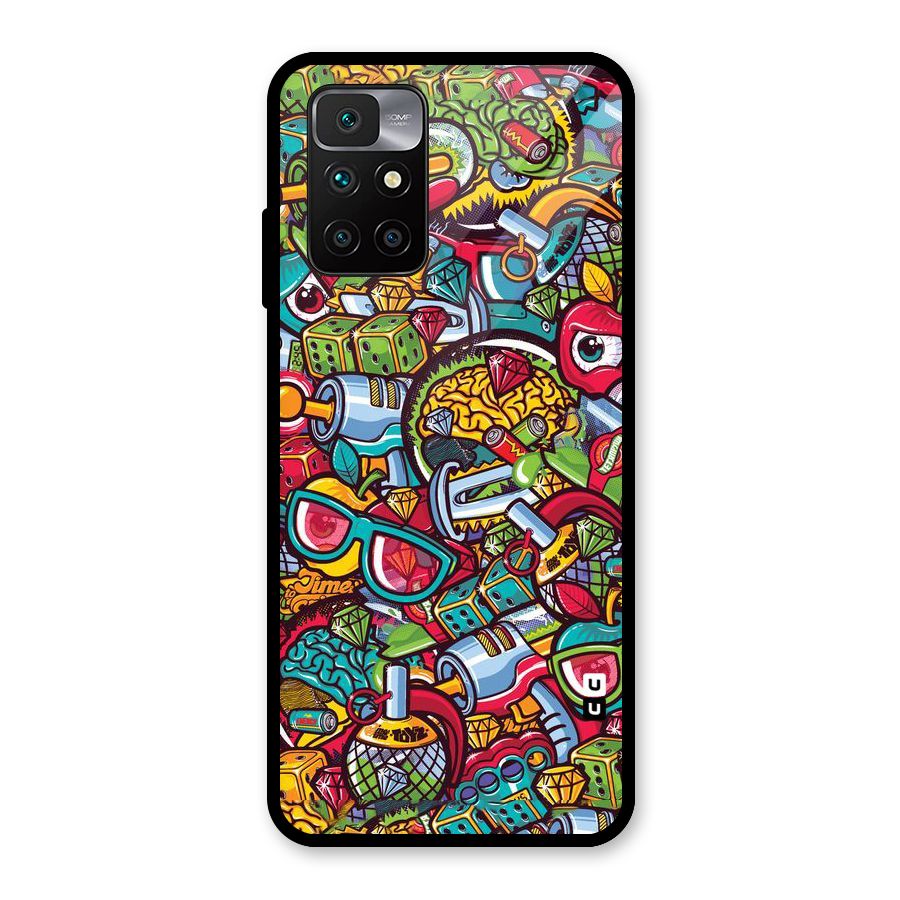 Retro Diamond Design Glass Back Case for Redmi 10 Prime