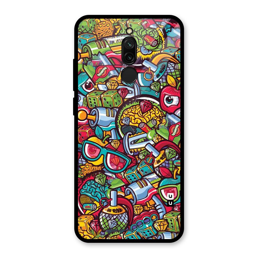 Retro Diamond Design Glass Back Case for Redmi 8