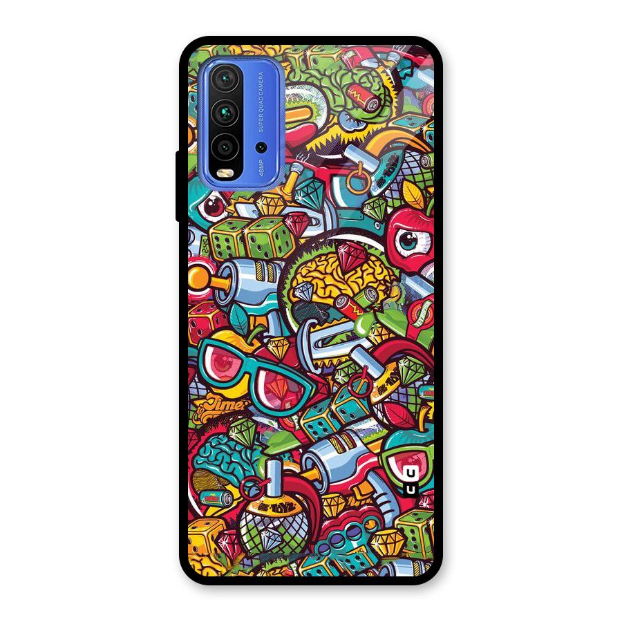 Retro Diamond Design Glass Back Case for Redmi 9 Power