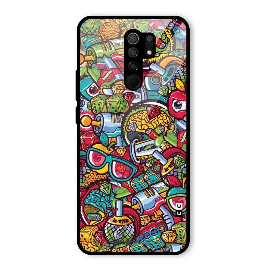 Retro Diamond Design Glass Back Case for Redmi 9 Prime