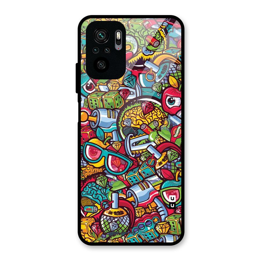 Retro Diamond Design Glass Back Case for Redmi Note 10S