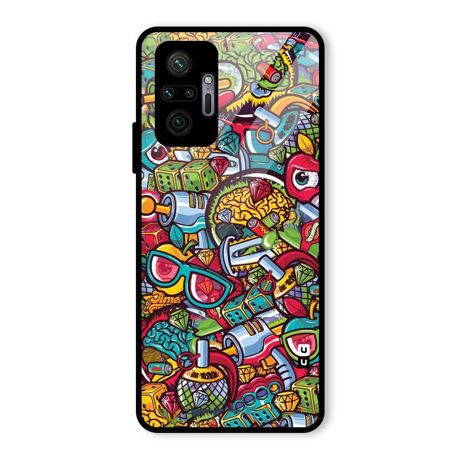 Retro Diamond Design Glass Back Case for Redmi Note 10 Pro