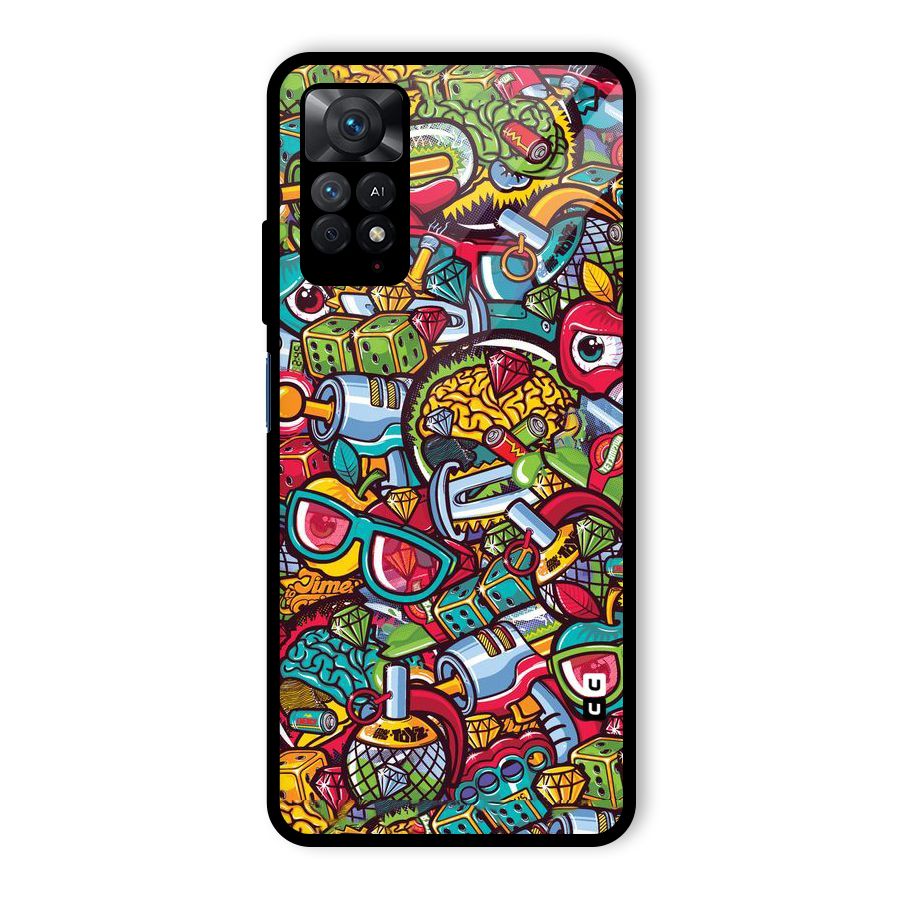 Retro Diamond Design Glass Back Case for Redmi Note 11 Pro