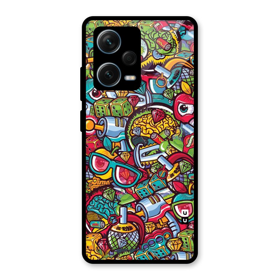 Retro Diamond Design Glass Back Case for Redmi Note 12 Pro Plus 5G