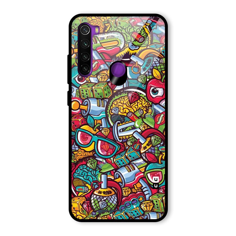 Retro Diamond Design Glass Back Case for Redmi Note 8