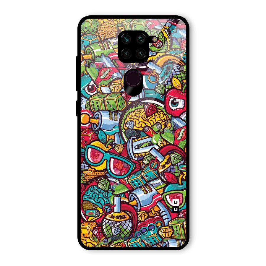 Retro Diamond Design Glass Back Case for Redmi Note 9