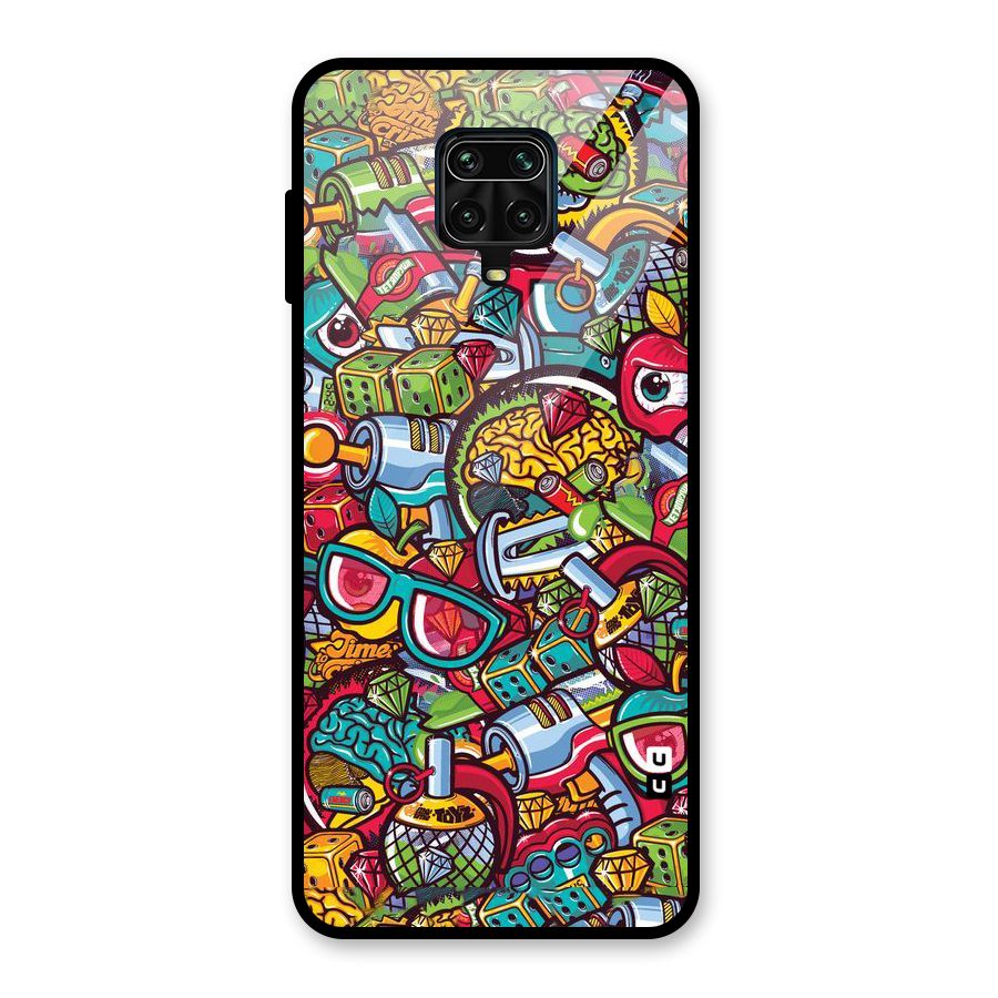 Retro Diamond Design Glass Back Case for Redmi Note 9 Pro