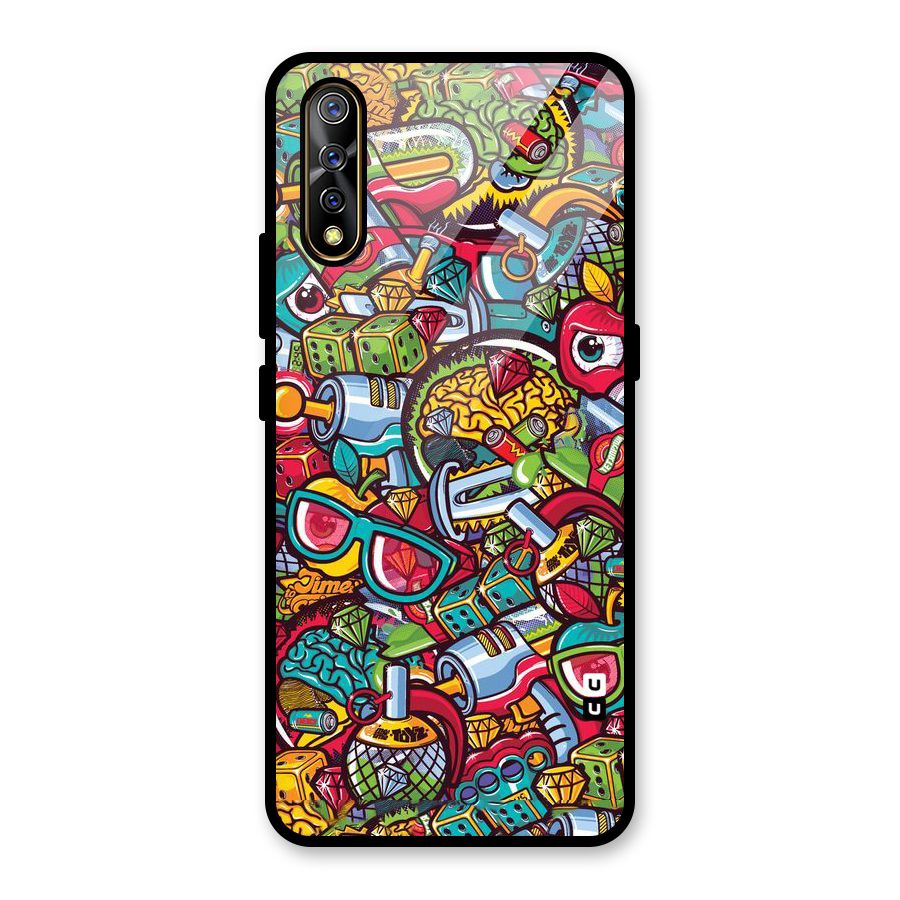 Retro Diamond Design Glass Back Case for Vivo S1