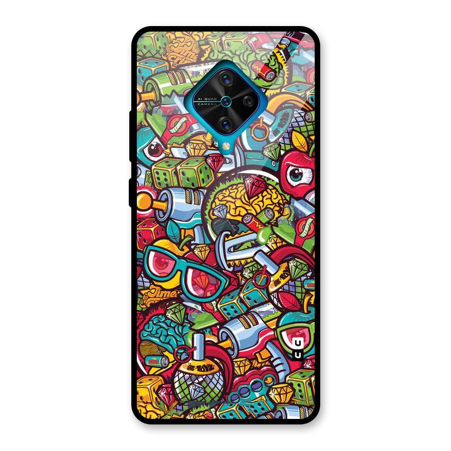 Retro Diamond Design Glass Back Case for Vivo S1 Pro