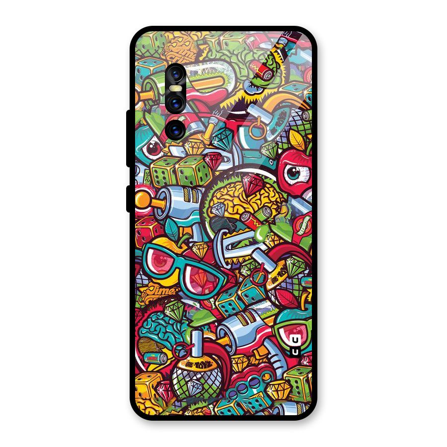 Retro Diamond Design Glass Back Case for Vivo V15 Pro
