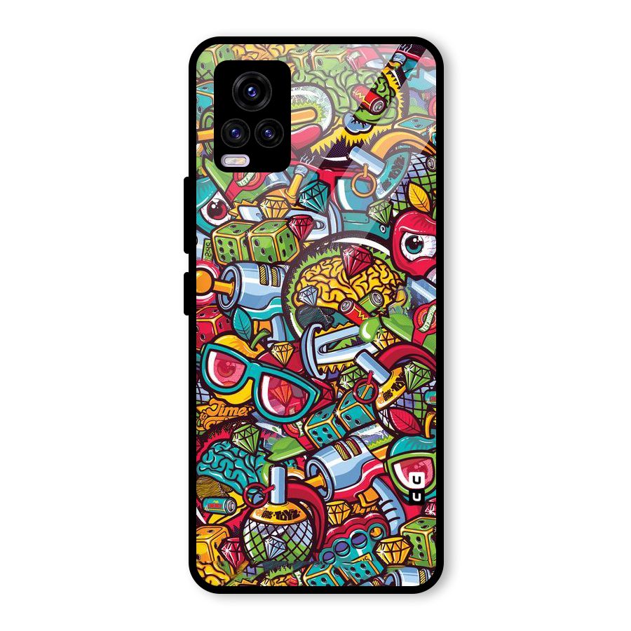 Retro Diamond Design Glass Back Case for Vivo V20