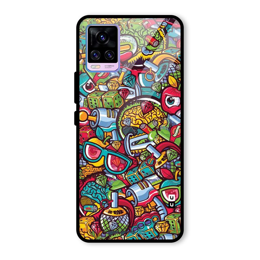 Retro Diamond Design Glass Back Case for Vivo V20 Pro