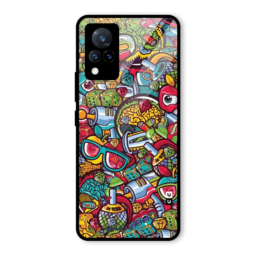 Retro Diamond Design Glass Back Case for Vivo V21 5G