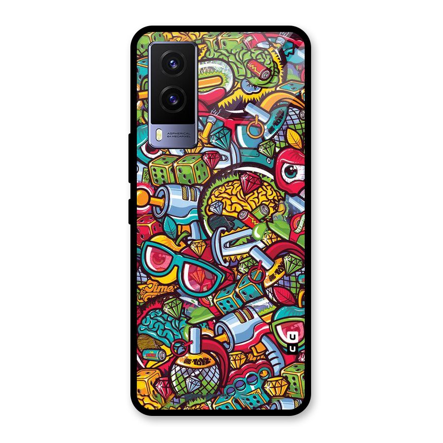 Retro Diamond Design Glass Back Case for Vivo V21e 5G