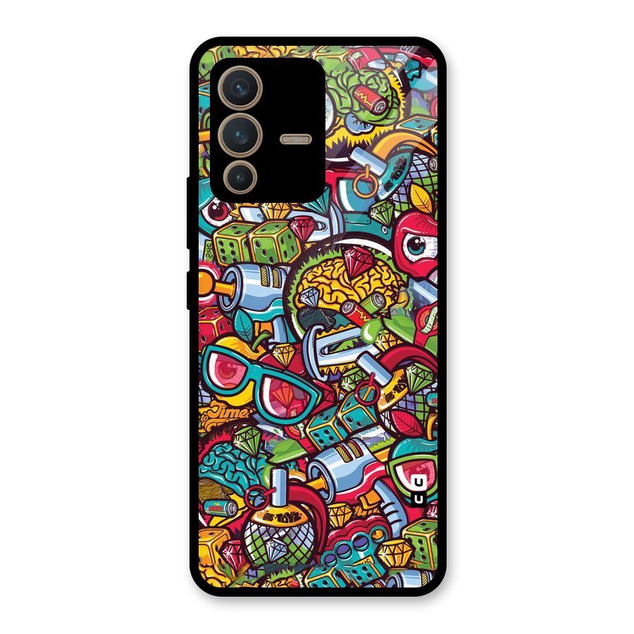 Retro Diamond Design Glass Back Case for Vivo V23 5G