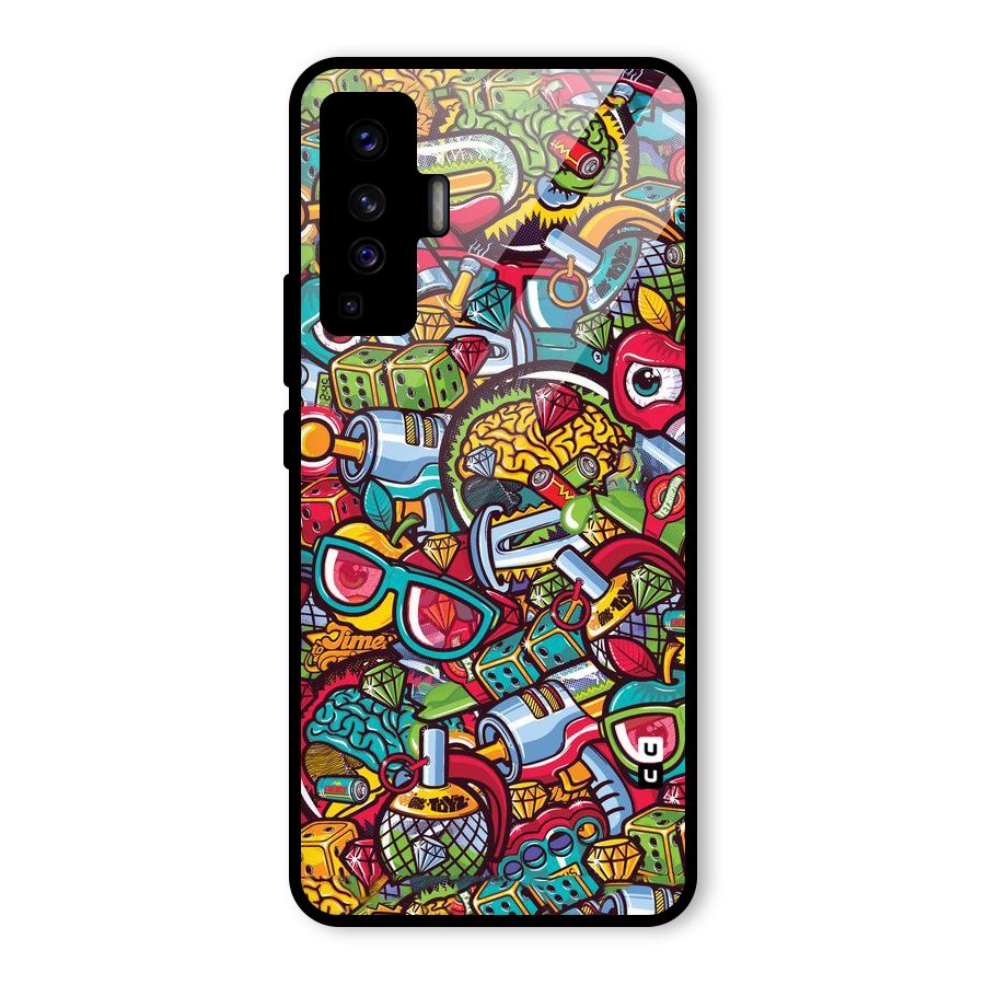 Retro Diamond Design Glass Back Case for Vivo X50