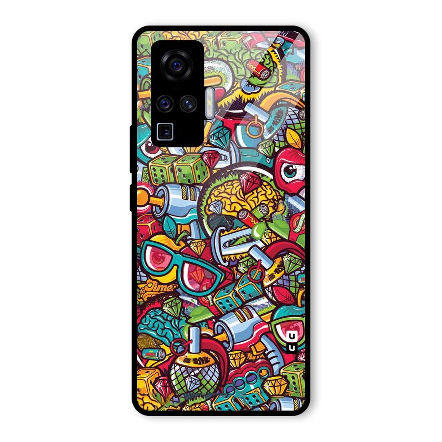 Retro Diamond Design Glass Back Case for Vivo X50 Pro