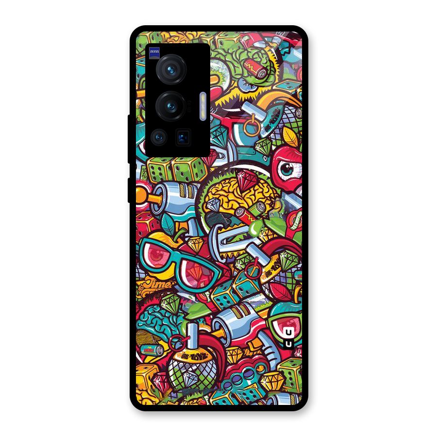 Retro Diamond Design Glass Back Case for Vivo X70 Pro