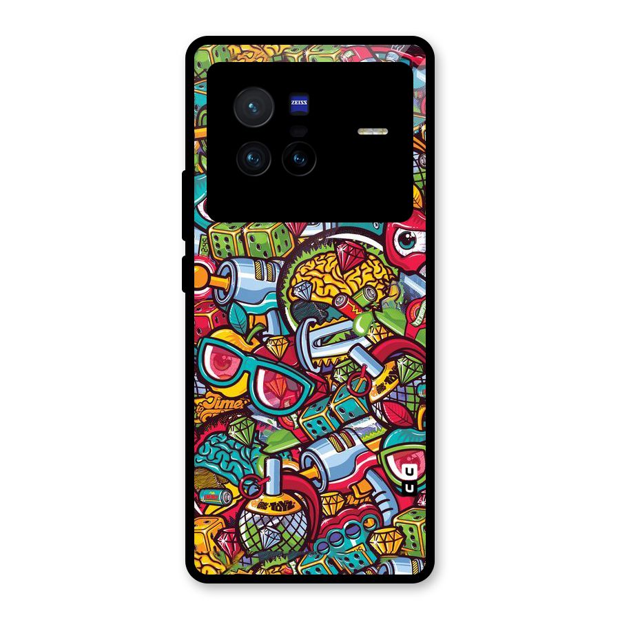 Retro Diamond Design Glass Back Case for Vivo X80