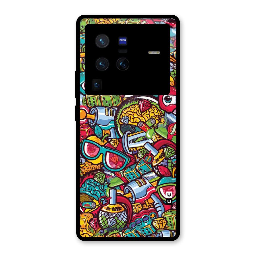 Retro Diamond Design Glass Back Case for Vivo X80 Pro
