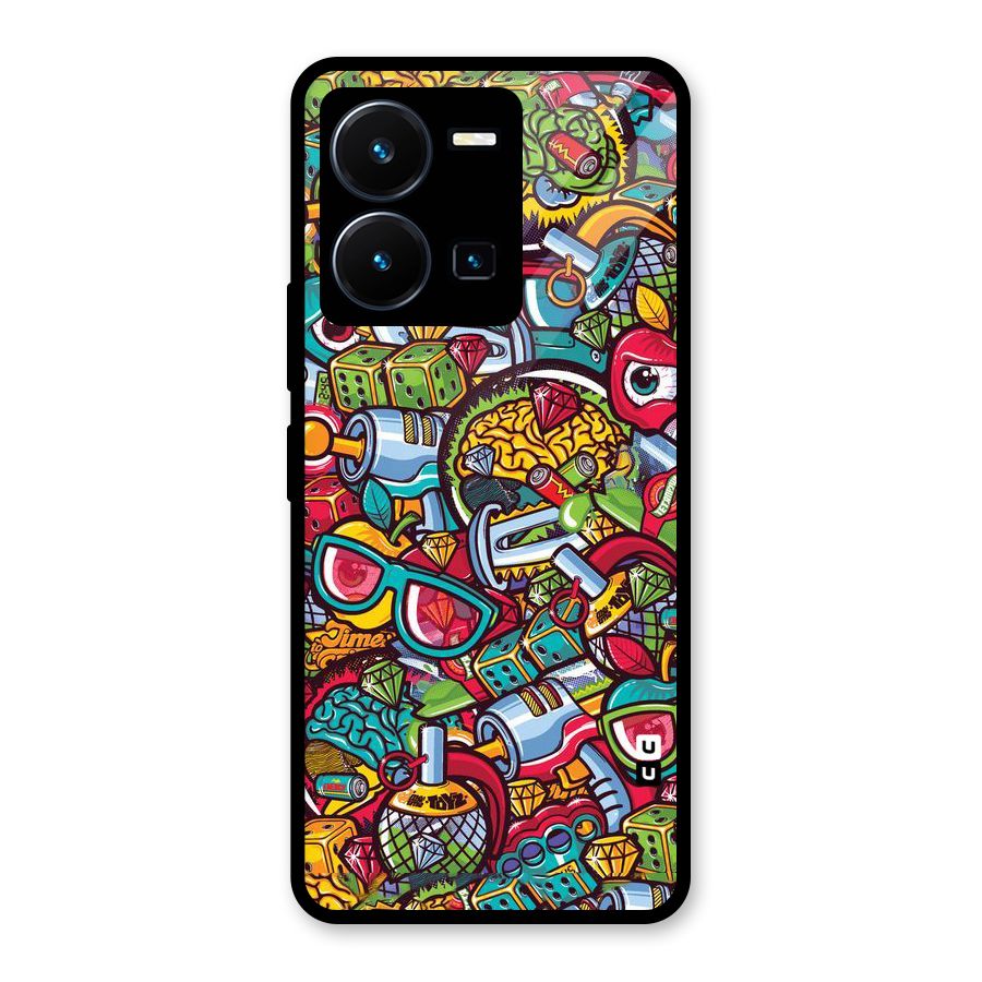Retro Diamond Design Glass Back Case for Vivo Y35