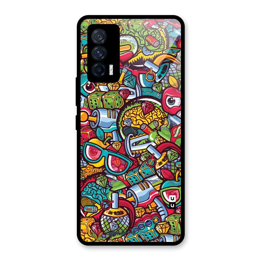 Retro Diamond Design Glass Back Case for Vivo iQOO 7 5G