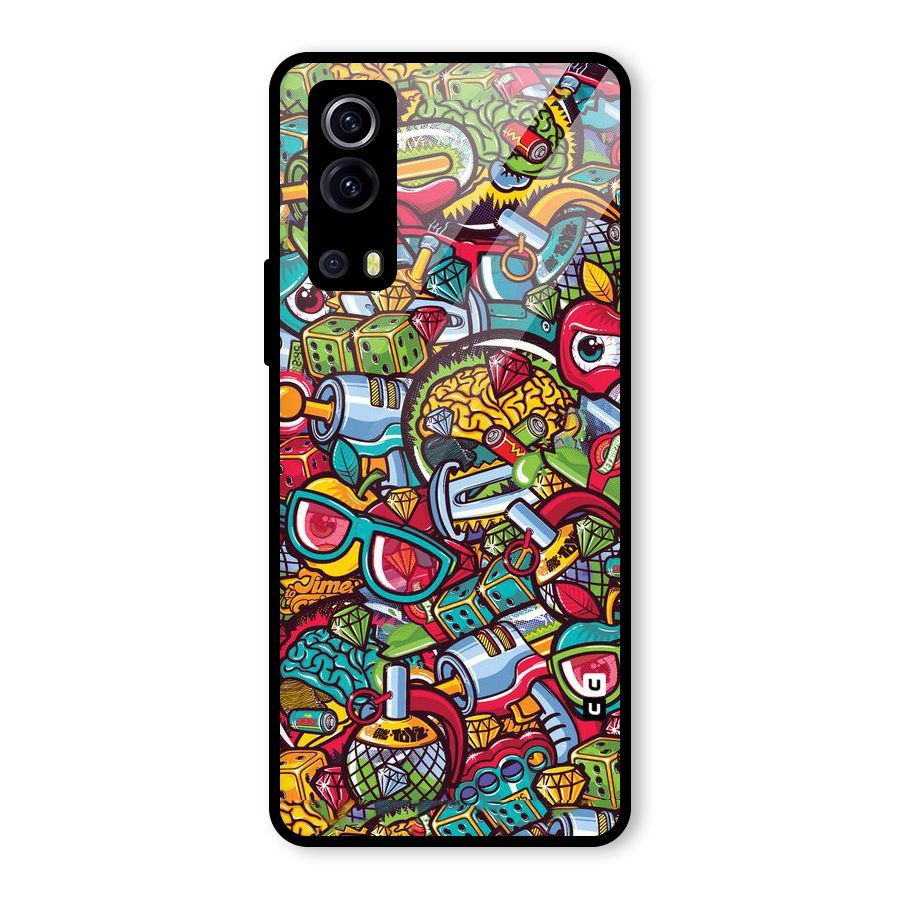 Retro Diamond Design Glass Back Case for Vivo iQOO Z3