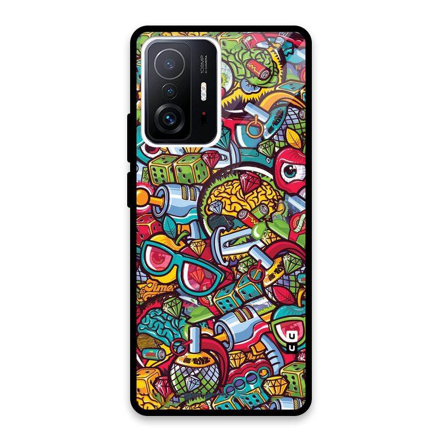 Retro Diamond Design Glass Back Case for Xiaomi 11T Pro