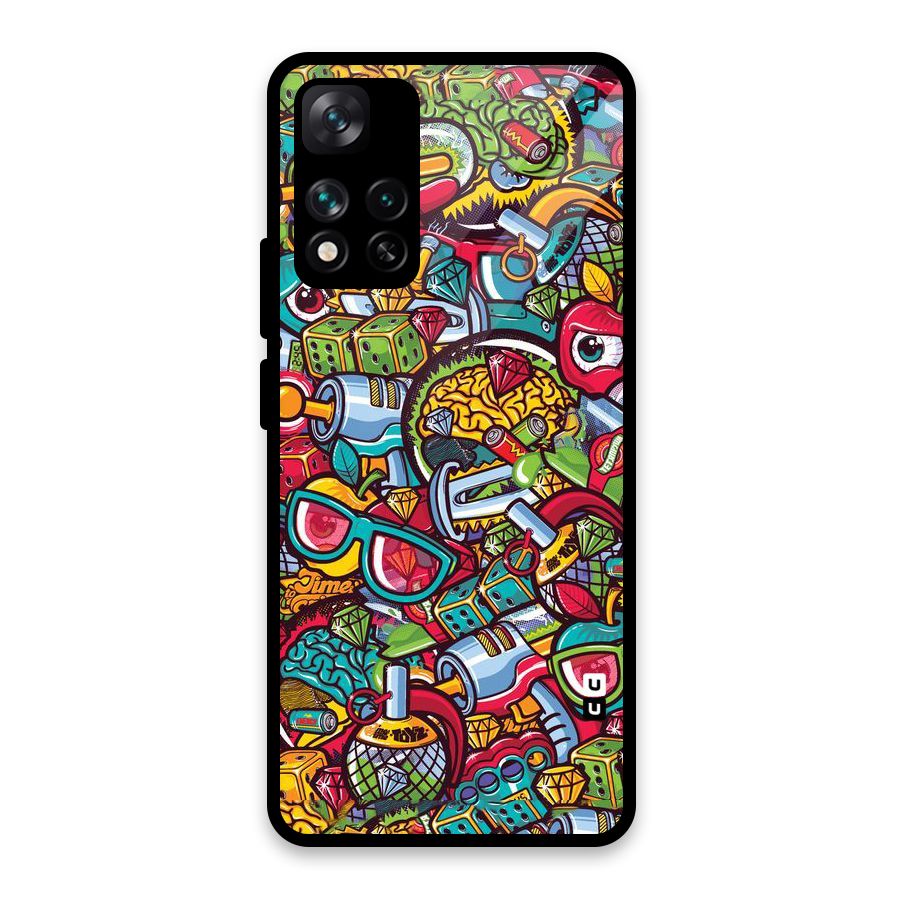 Retro Diamond Design Glass Back Case for Xiaomi 11i HyperCharge 5G