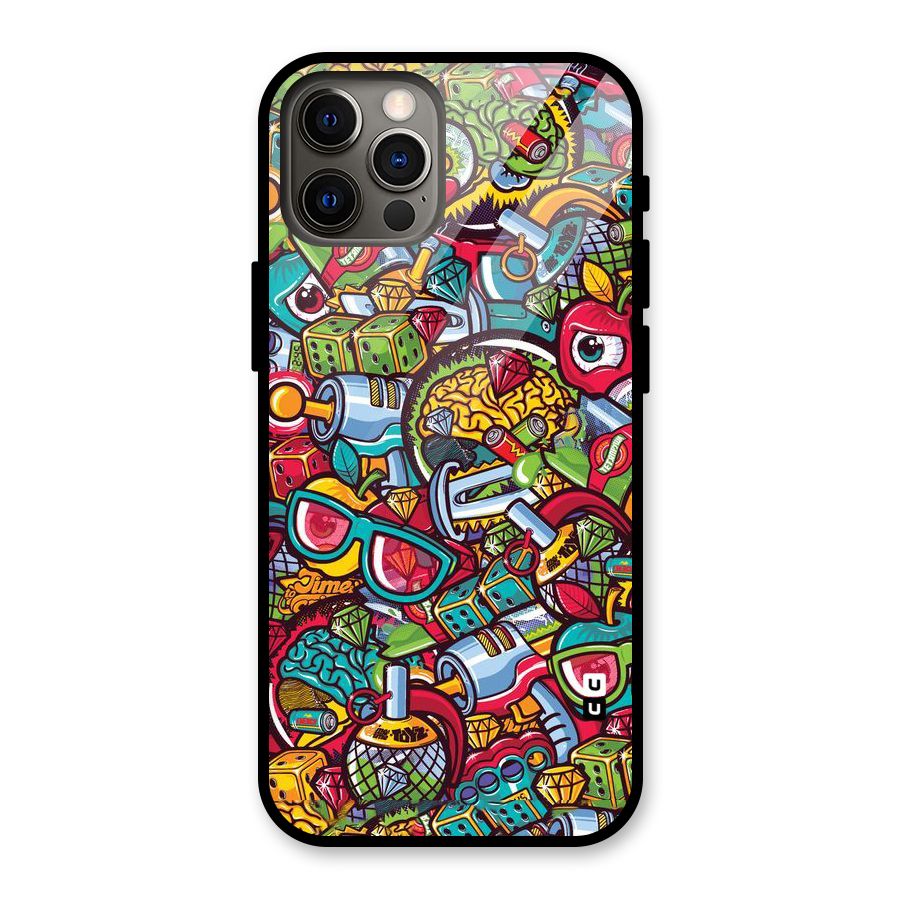 Retro Diamond Design Glass Back Case for iPhone 12 Pro