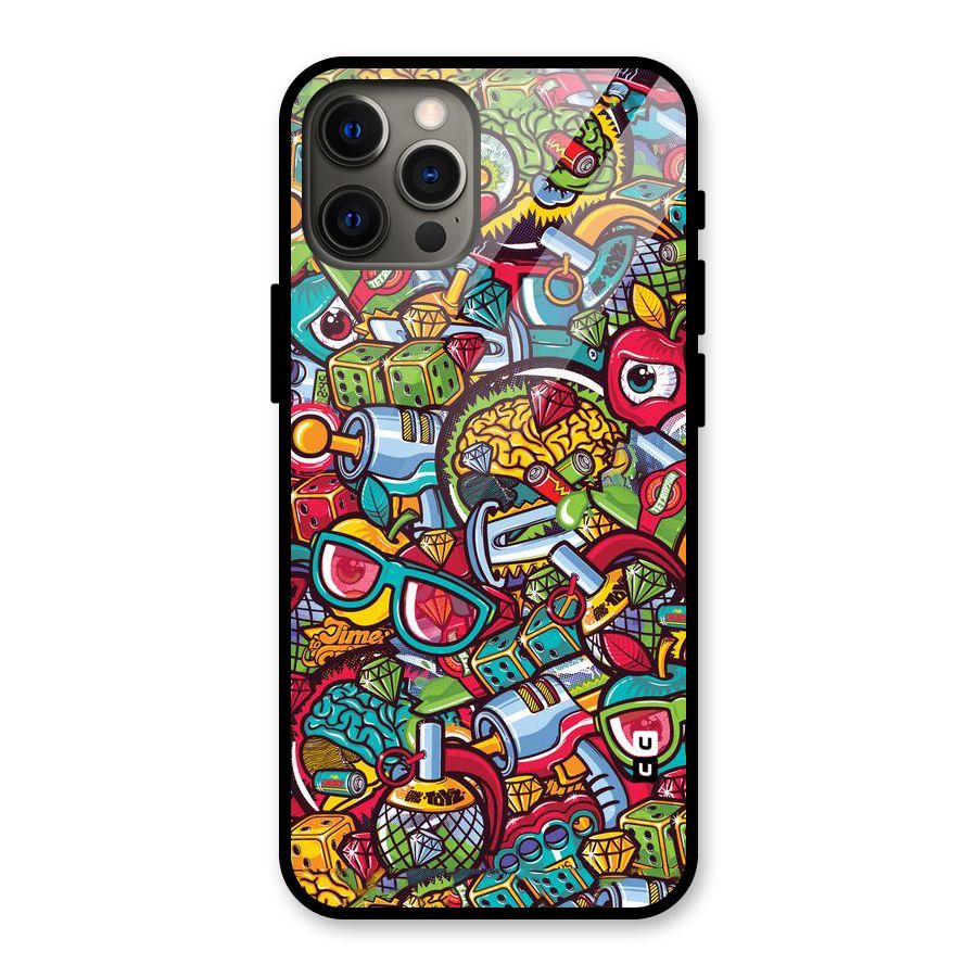 Retro Diamond Design Glass Back Case for iPhone 12 Pro Max