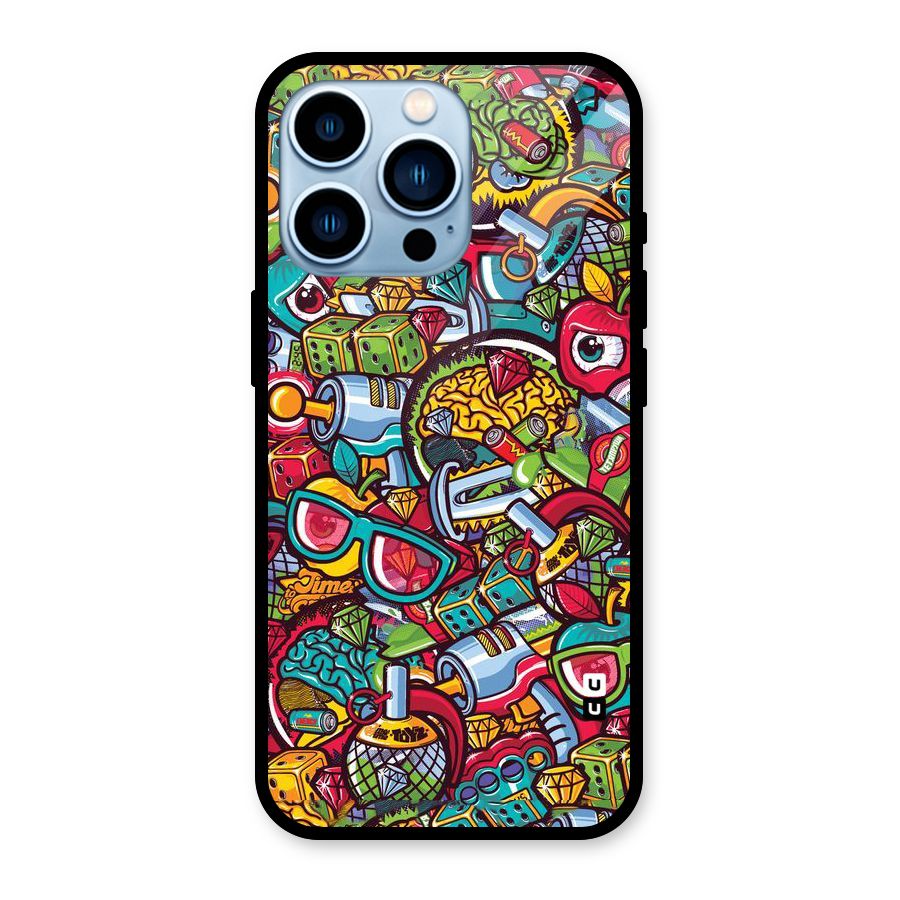 Retro Diamond Design Glass Back Case for iPhone 13 Pro