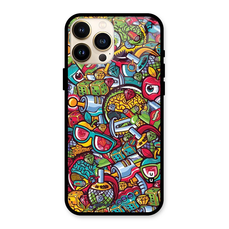 Retro Diamond Design Glass Back Case for iPhone 13 Pro Max