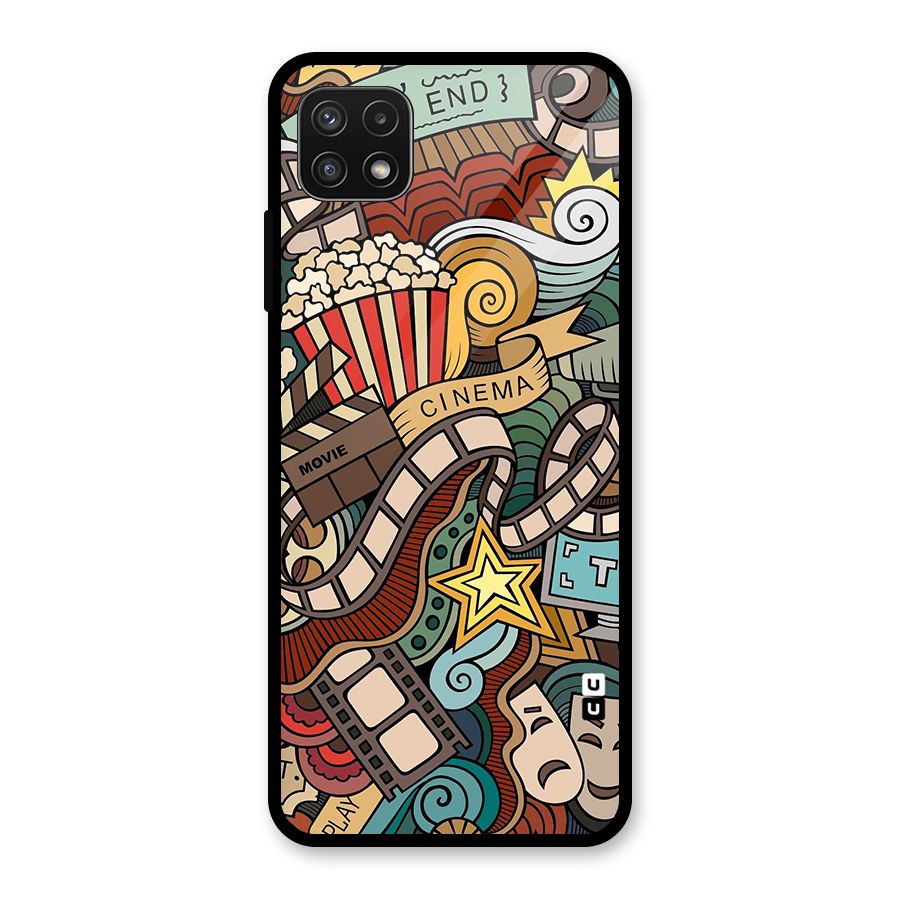 Retro Doodle Art Glass Back Case for Galaxy A22 5G