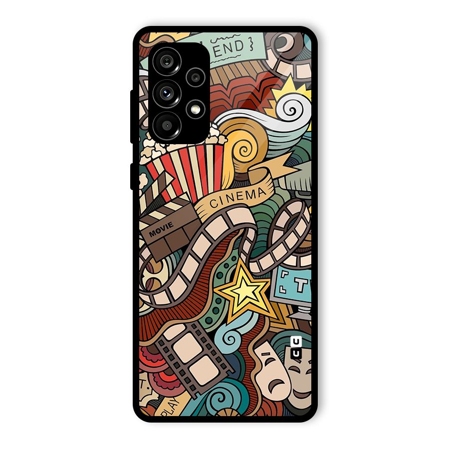 Retro Doodle Art Glass Back Case for Galaxy A73 5G
