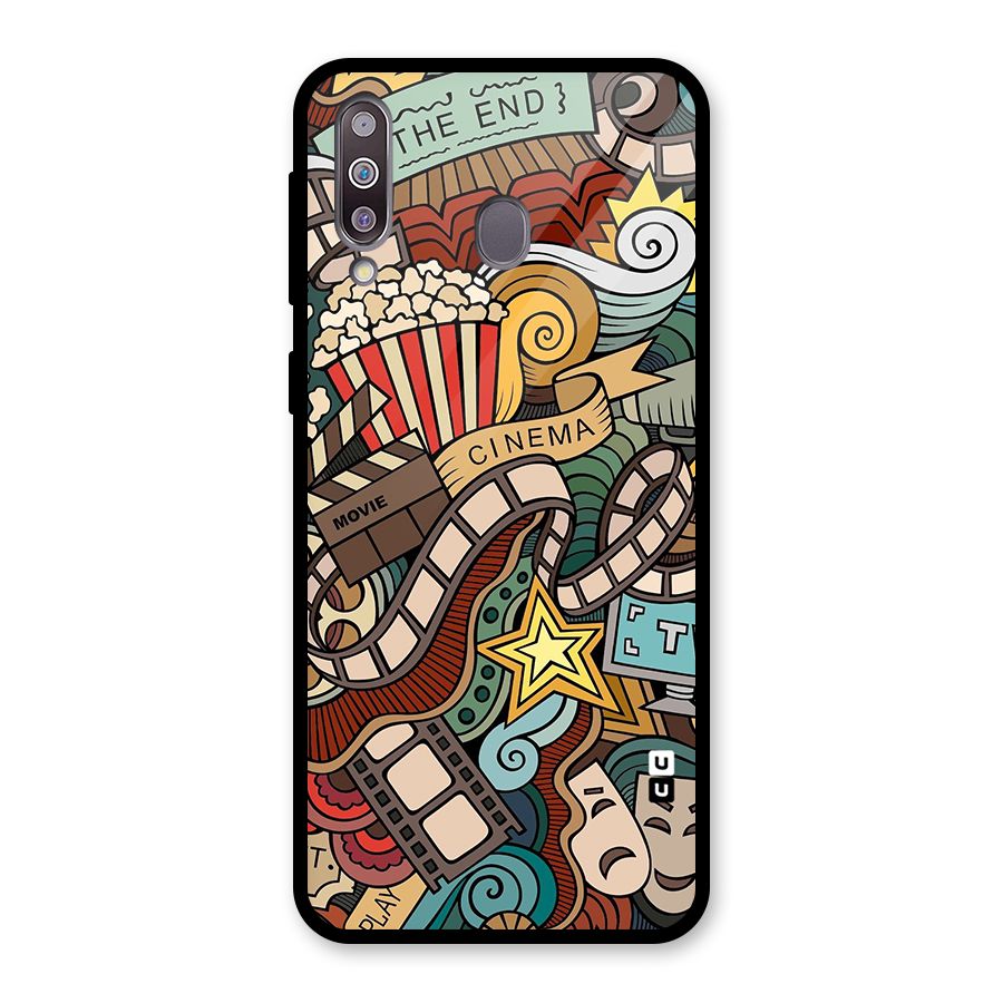 Retro Doodle Art Glass Back Case for Galaxy M30